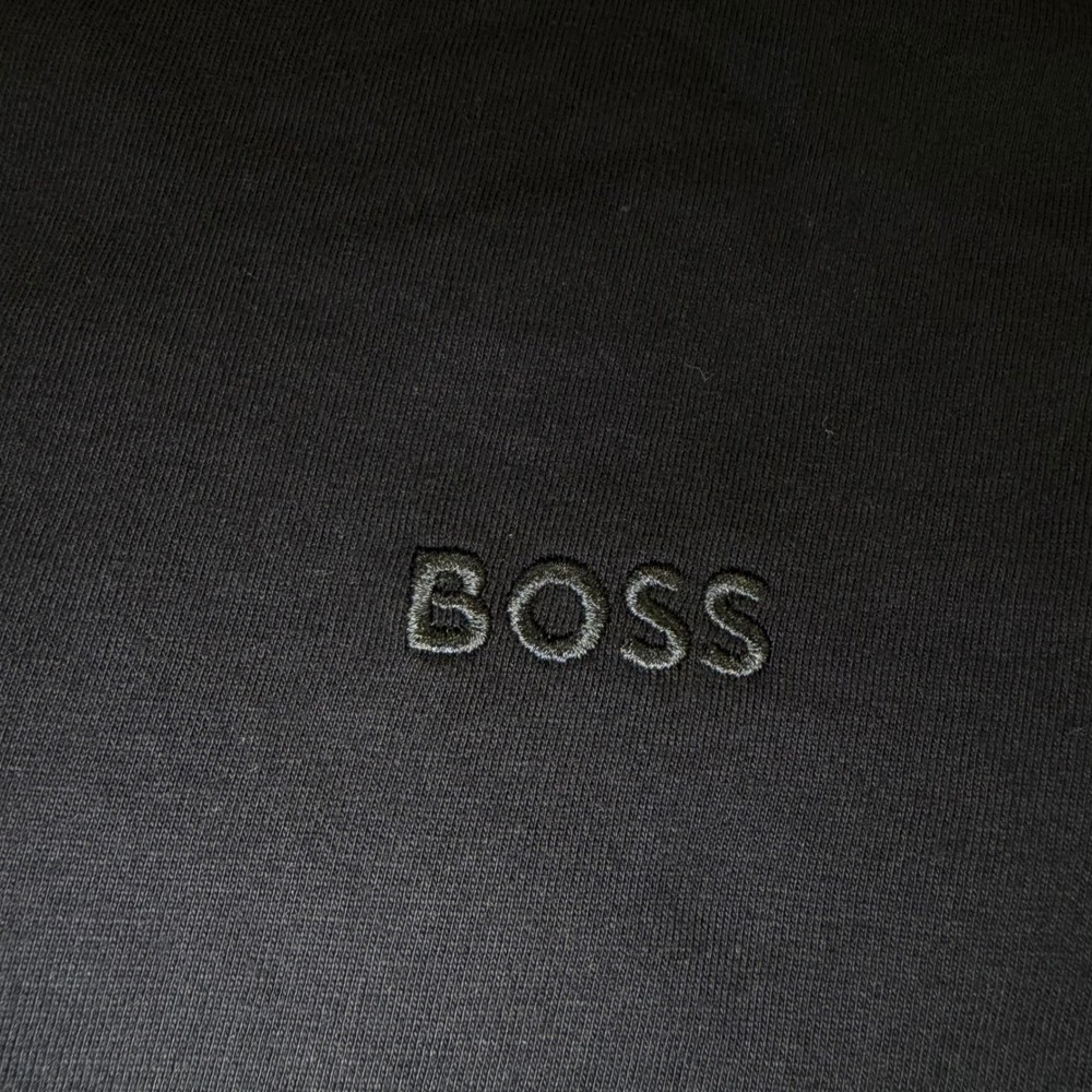 Hugo Boss Mens Black V-Neck T-Shirt Short Sleeve Tonal Logo Size M - Picture 6 of 11
